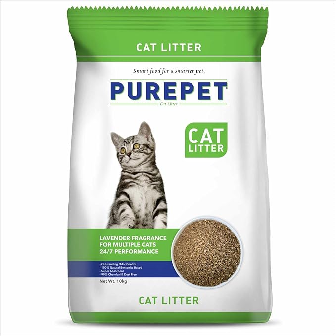 Purepet Cat Litter for All Cat Breed, Lavender Fragrance - 10kg Pack
